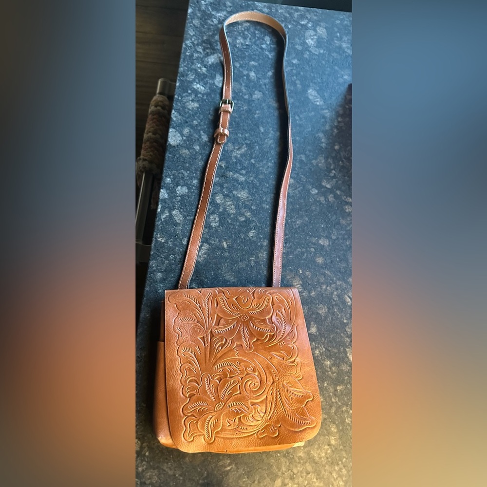 Patricia Nash Tan Embossed Crossbody Bag
